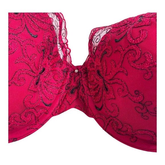Vintage USA PLAYTEX COLLECTION 4346 Second Skin Satin Lace Underwire 38D Red Bra - Picture 2 of 4